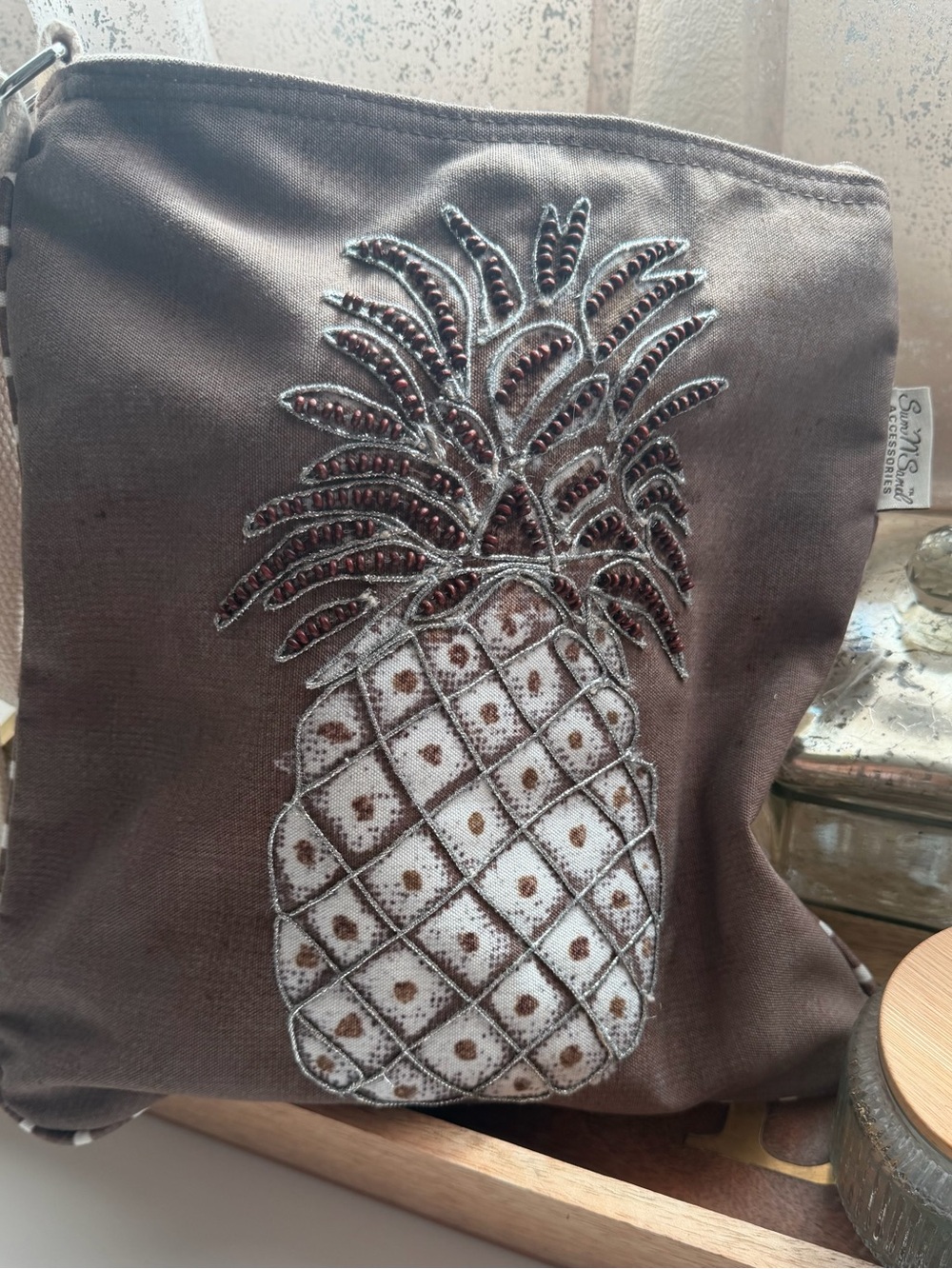 Sun n Sand Accessories Embroidered Pineapple Crossbody